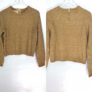 NWT Anthro Pepin Sweater Back Zip Gold/Grey Sz L